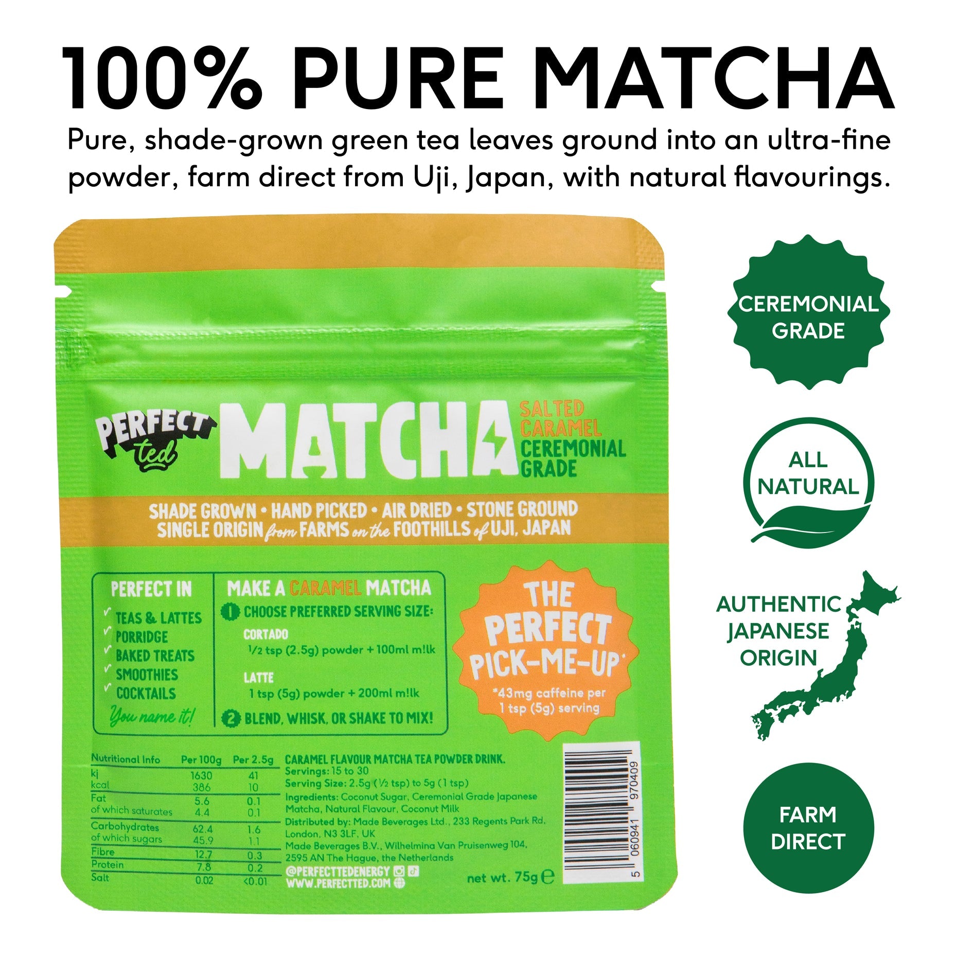 Salted Caramel Matcha Powder 75g