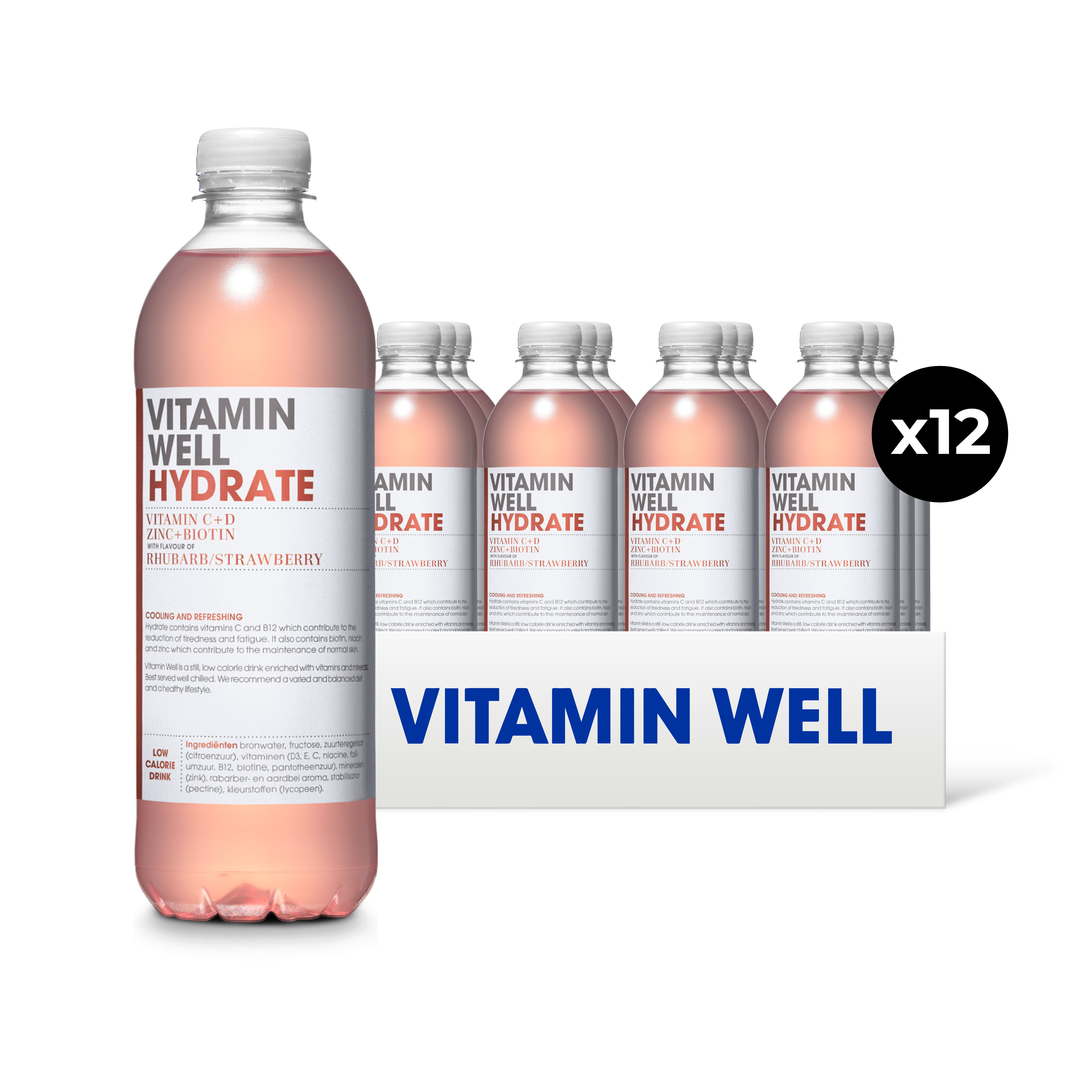 Vitamin Well Water Hydrate Rhubarb/Strawberry 500ml